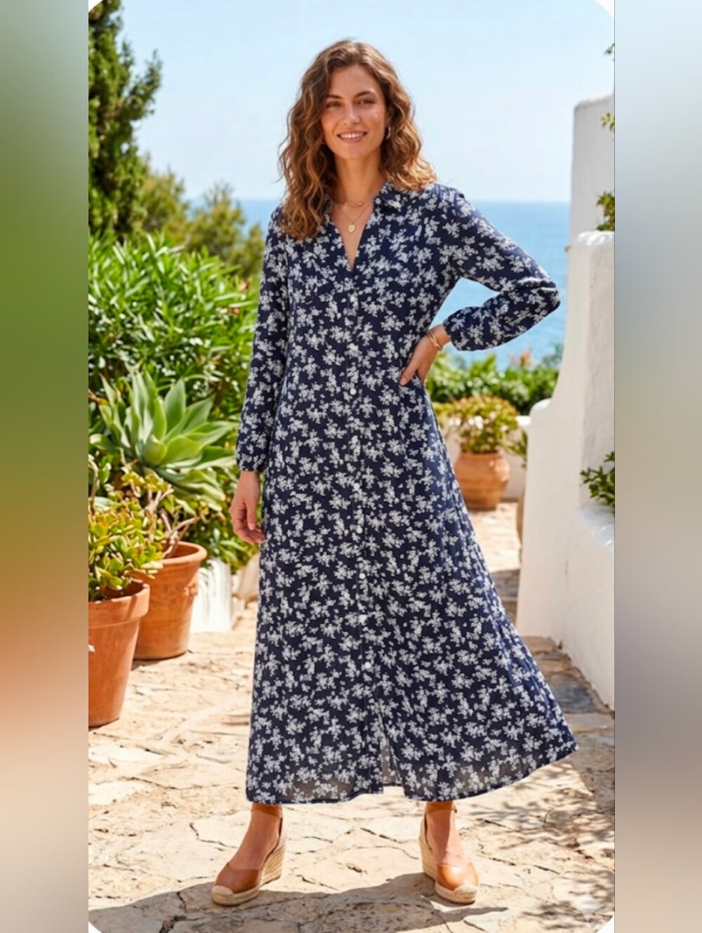Navy Blue Floral Maxi Dress